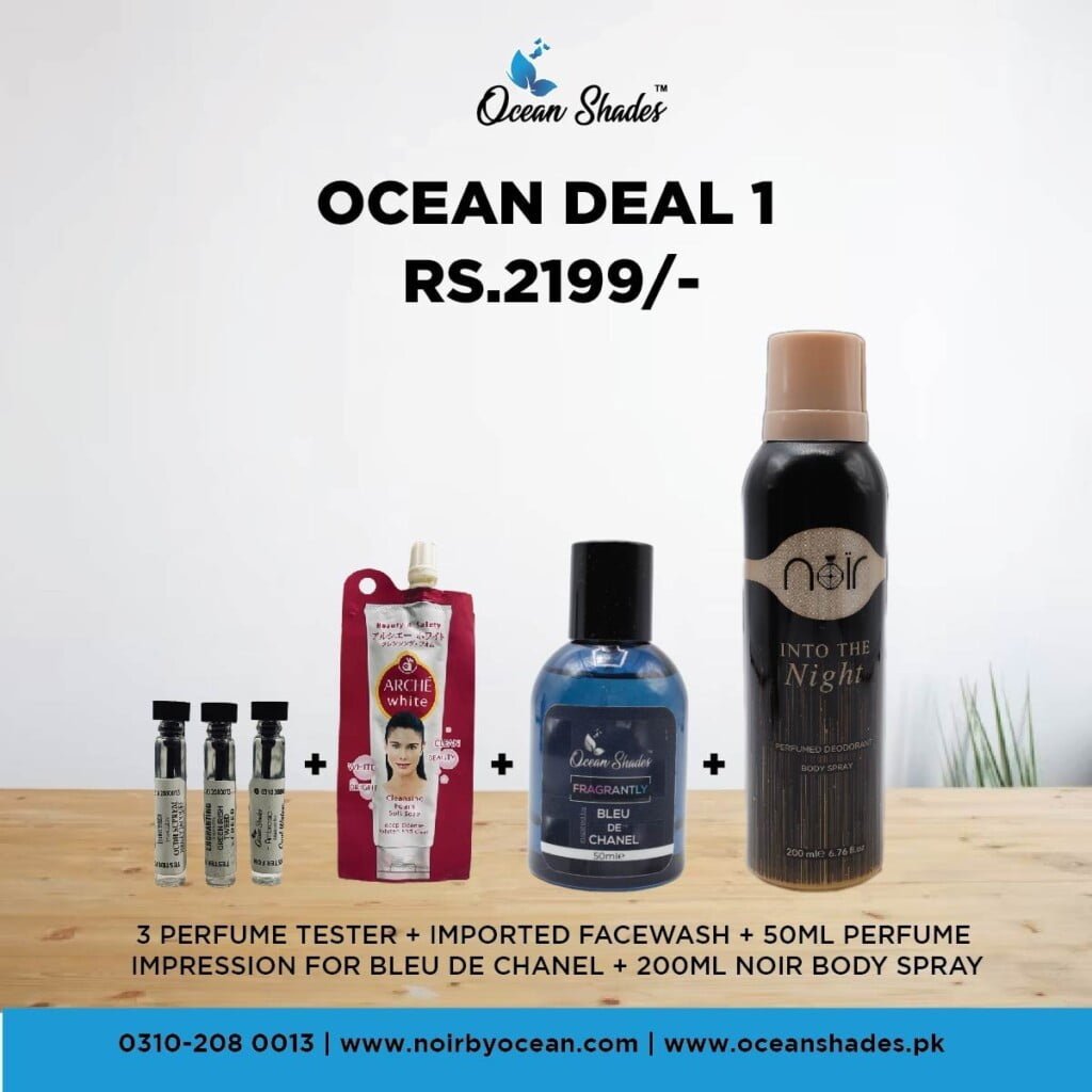 Deal #1: 3 Perfume Testers + Face Wash + Bleu de Chanel Impression + Noir Body Spray