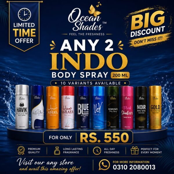Ocean Shades Budget Friendly Pick Any 2 Indo Body Spray (200 ml x2)